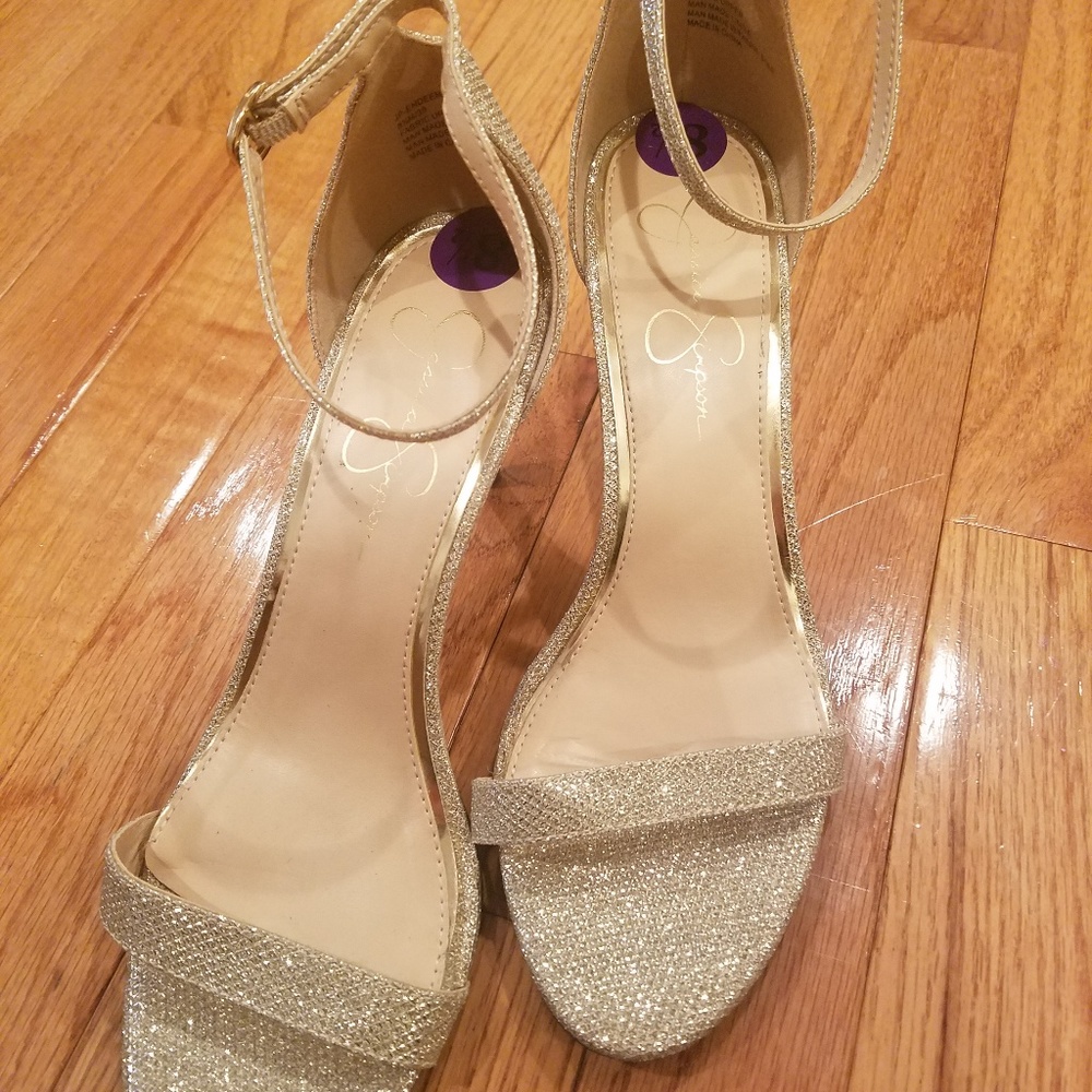 Jessica Simpson Gold Sparkle Dressy Hells